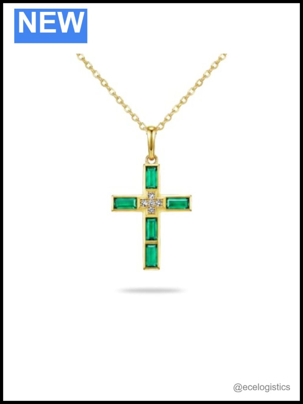 18K Gold Vermeil Sterling Silver Lab Diamond Cross Pendant Necklace